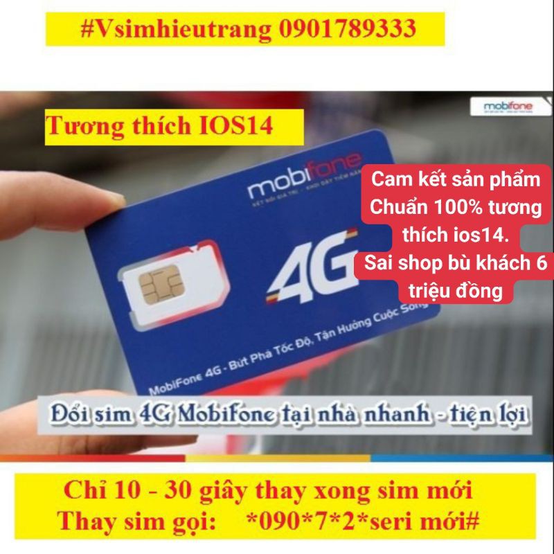 Sim trắng phôi 4G mobifone tương thích IOS14 dành cho khách hàng tự làm tại nhà