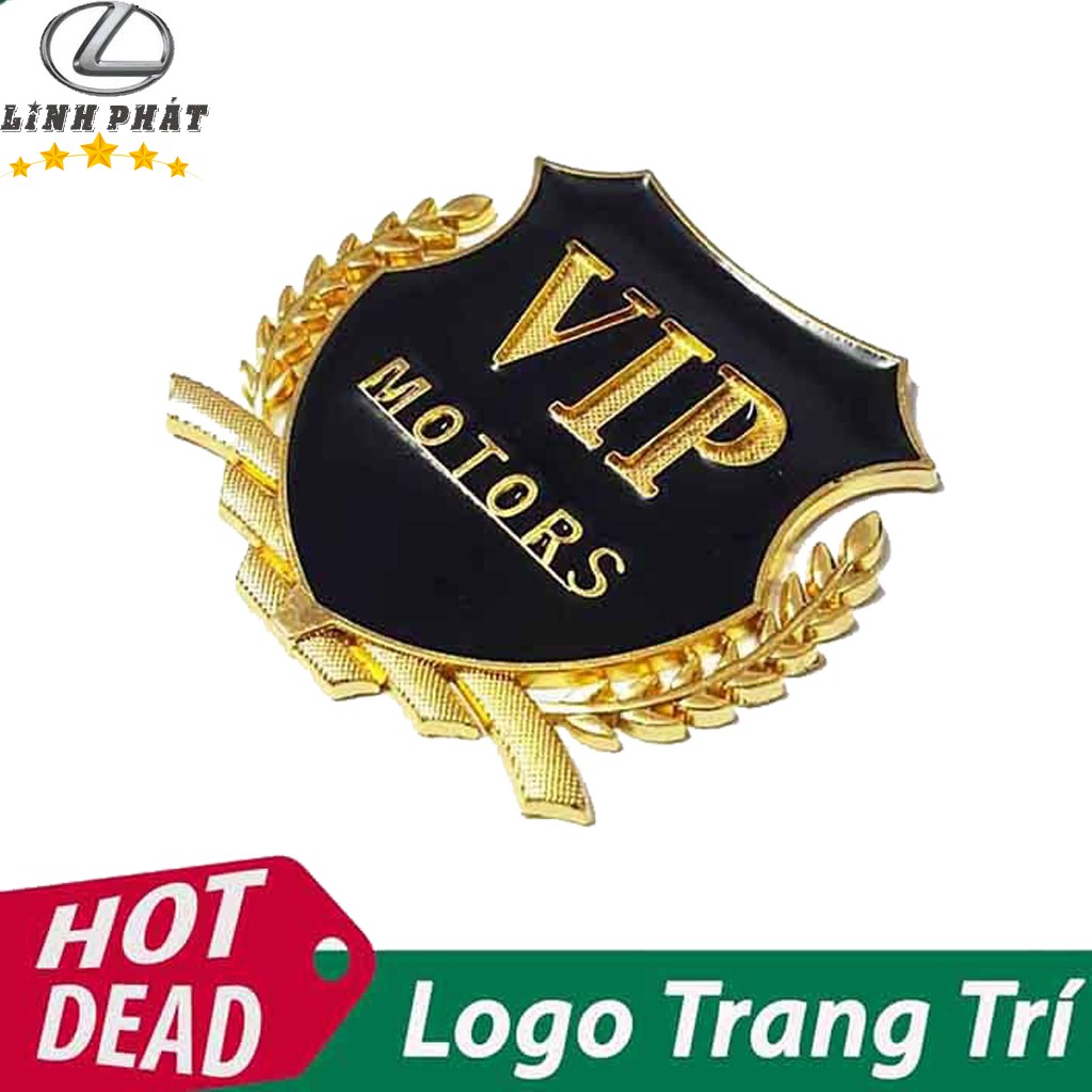 Logo VIP Motors Kim Loại Dán Ô Tô - Kèm Băng Dính 3M Đi Kèm - Bộ 2 Chiếc