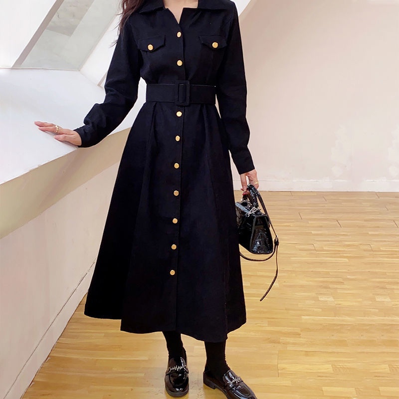 Đầm Ielgy dáng chữ A ôm eo phối hàng nút xinh xắn thời trang cho bạn gái