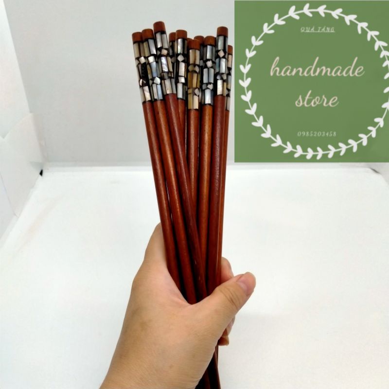Đũa gỗ trắc đầu tròn khảm đầu trai cao cấp
