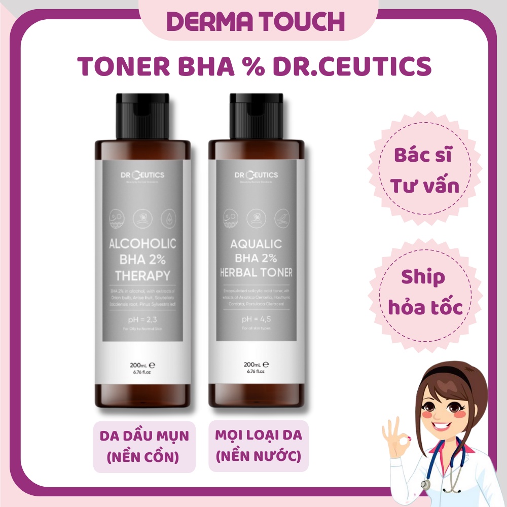 Toner 2% BHA DrCeutics-Tẩy Tế Bào Chết, Làm Sạch Sâu, Hỗ Trợ Giảm Mụn-𝐀𝐥𝐜𝐨𝐡𝐨𝐥𝐢𝐜 𝐁𝐡𝐚 𝟐% 𝐓𝐡𝐞𝐫𝐚𝐩𝐲-𝐀𝐪𝐮𝐚𝐥𝐢𝐜 HerbalToner 200mL