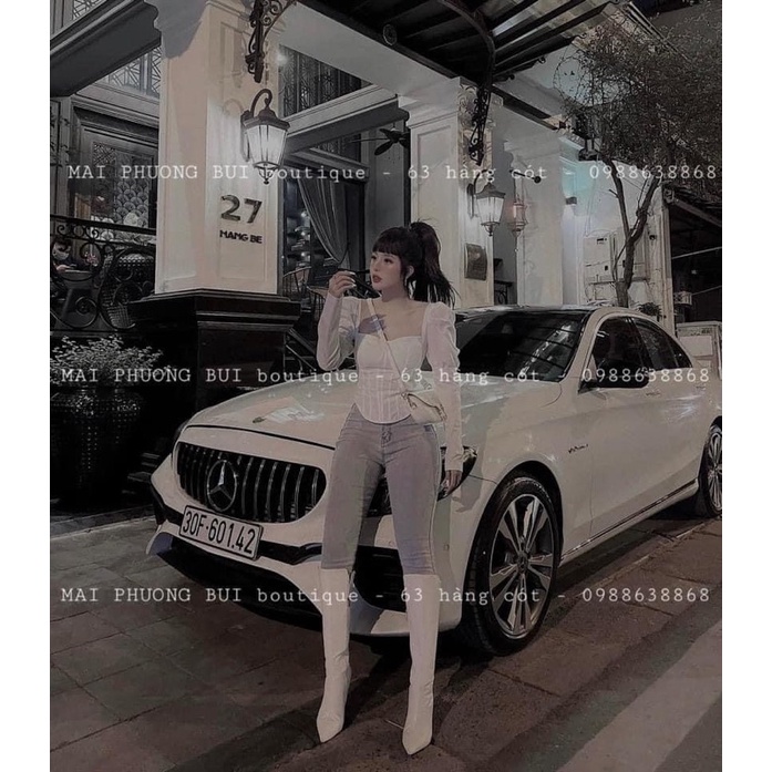 [Mã FAMARAL1 giảm 10K đơn 50K] Áo sơ mi cổ vuông vạt bầu (có đệm ngực)