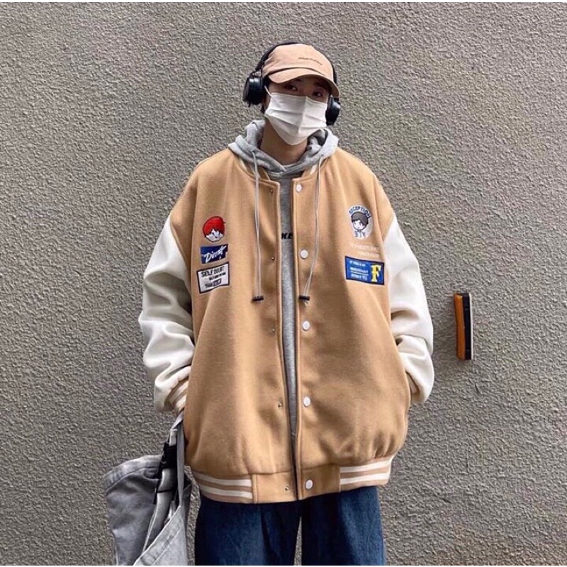 Áo khoác nỉ bomber phối tay phong cách ulzzang | BigBuy360 - bigbuy360.vn