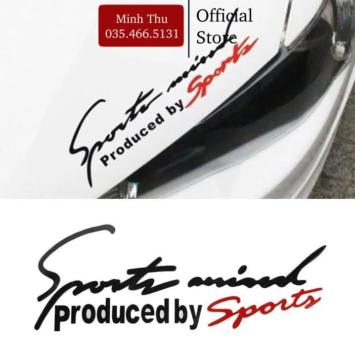 Tem xe ô tô Sport Mind Produced By Sport, đề can dán xe thể thao tạo điểm nhấn phong cách