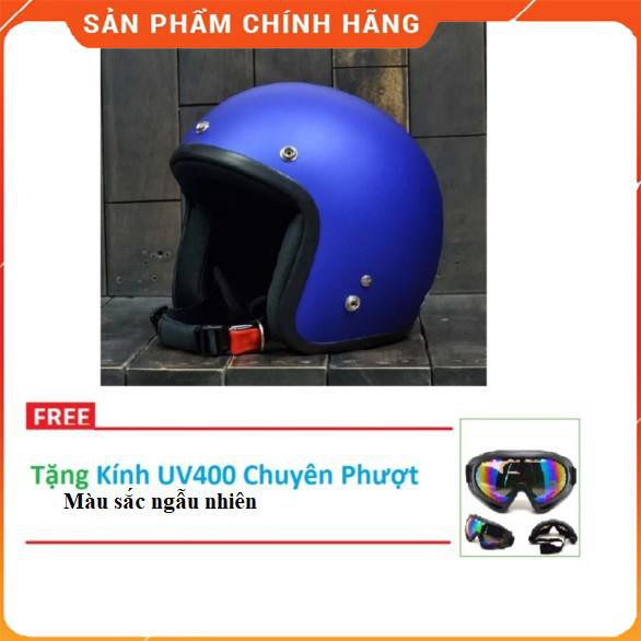 Mũ 3/4 xanh nhám tặng kính UV màu bất kỳ