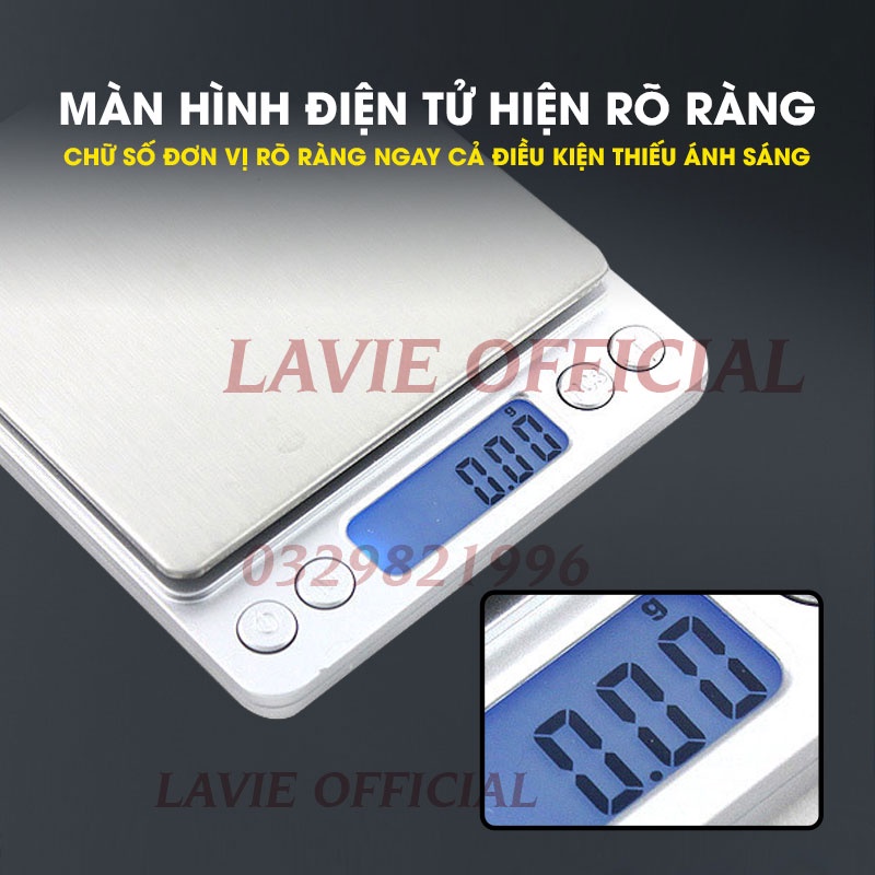 Cân Tiểu Ly Điện Tử Nhà Bếp Độ Chính Xác Cao Định Lượng 0.1g - 3kg, Cân Tiểu Ly Dùng Làm Bánh, Cân Khẩu Phần Ăn BH 12T