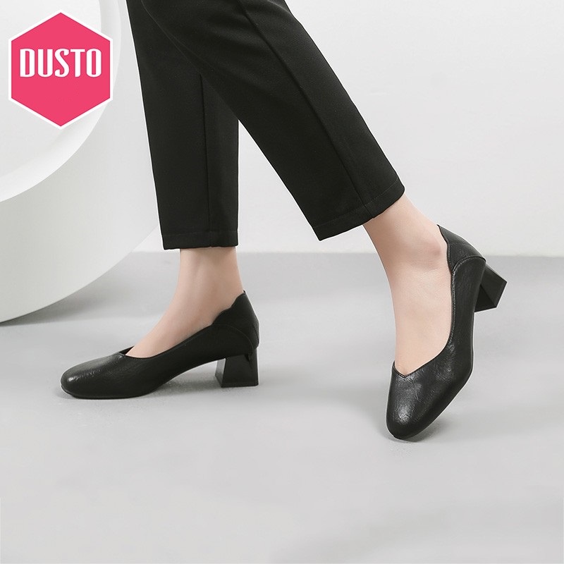 Giày cao gót Dusto da mềm, gót vuông cao 4cm (có sẵn)