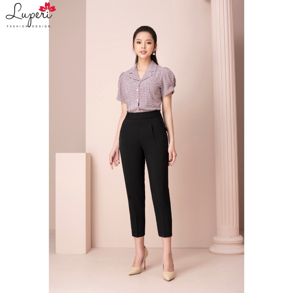Áo Sơ Mi Thiết Kế Nữ Cao Cấp LUPERI Dáng Suông, Họa Tiết Kẻ Sọc, Cổ Bẻ, Phù Hợp Với Nhiều Loại Trang Phục LFSM1216