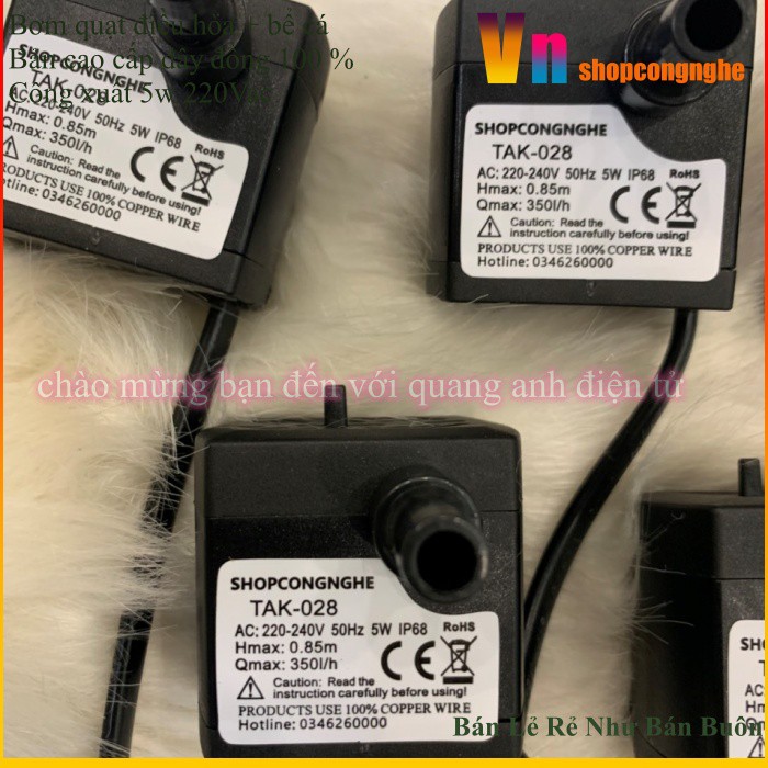 Bơm nước cho quạt hơi nứớc dây đồng 100% 5w