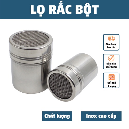 Lọ rắc bột hũ rắc hột cacao, socola matcha Inox có nắp và bộ khuôn rắc bột cao cấp dụng cụ nhà bếp đa năng chống gỉ