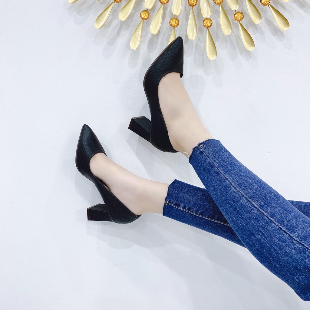 Giày cao gót kiểu dáng công sở gót vuông 5cm SUNA D811