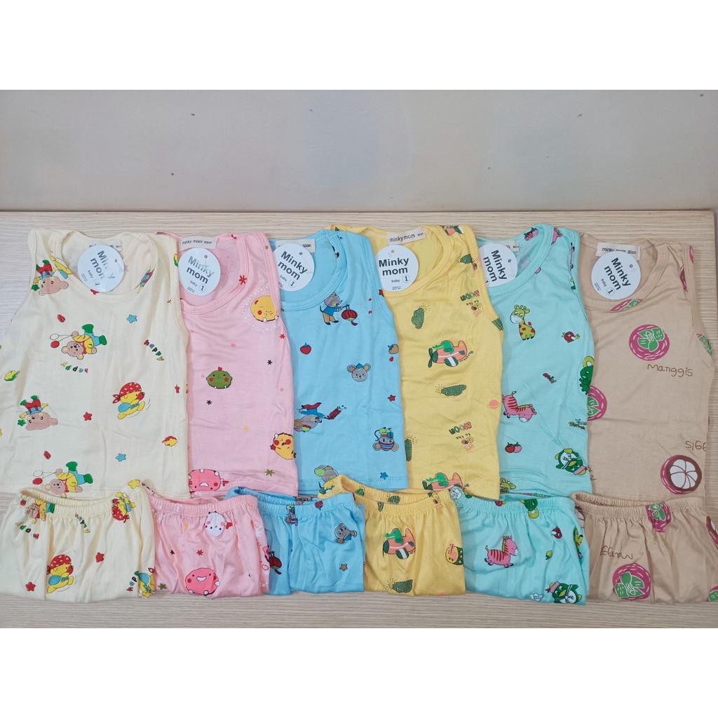 Set 3 Bộ Thun Lạnh Ba Lỗ MINKY MOM Thoáng Mát  Họa Tiết Dễ Thương Cho Bé Sơ Sinh Đến 4 Tuổi