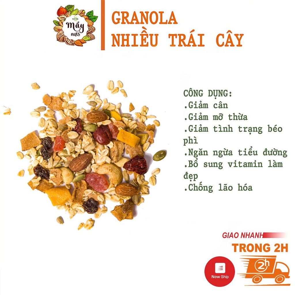 500g Granola nhà làm thêm 5 loại trái cây, nhiều hạt - Ngũ cốc dinh dưỡng - Mẩy Mẩy shop hạt dinh dưỡng
