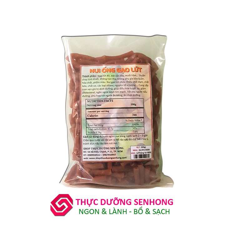 Nui ống gạo lứt (500gr) Nui gạo lứt nguyên cám, không hóa chất phẩm màu | BigBuy360 - bigbuy360.vn