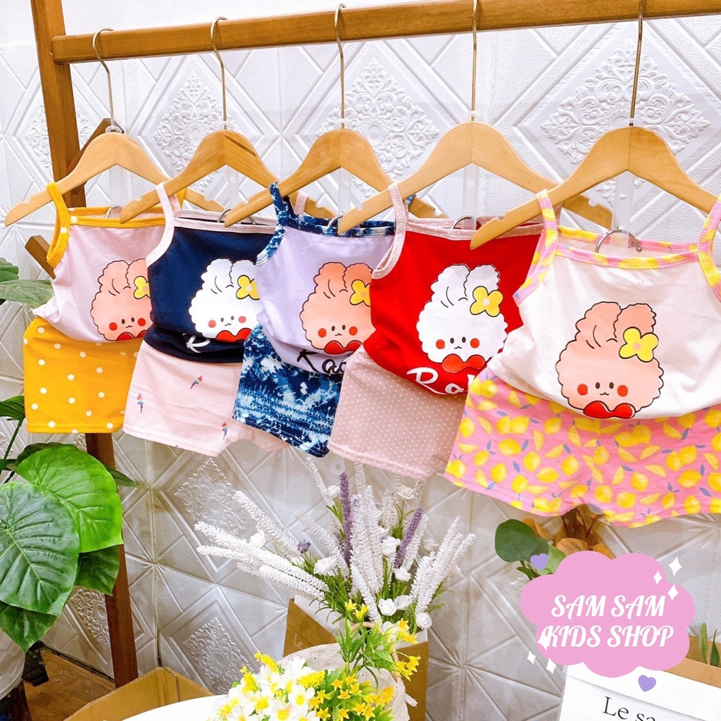 Bộ quần áo 2 dây cho bé, Bộ hai dây in hình đáng yêu cho bé 8kg - 18 kg