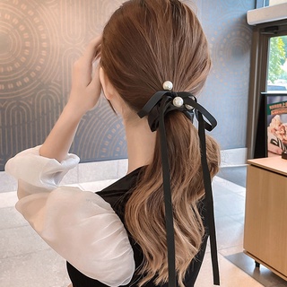 Dây buộc tóc ruy băng màu đen phong cách Hàn Quốc dành cho nữ