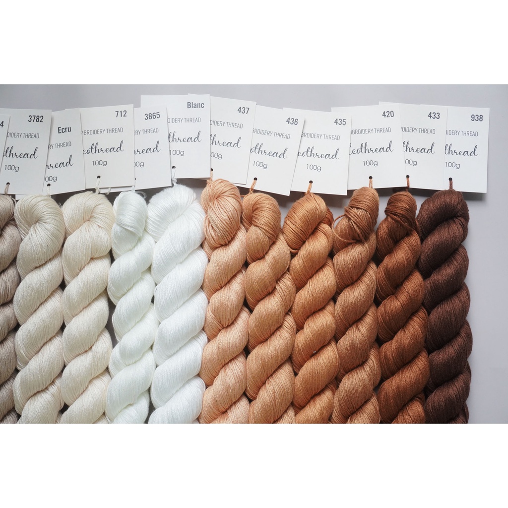 [Bảng 6/6] Chỉ thêu Eco-thread Tiệm tạp hóa nhà May nhuộm sinh học (giá 1 bó 100g) bảng màu nâu be