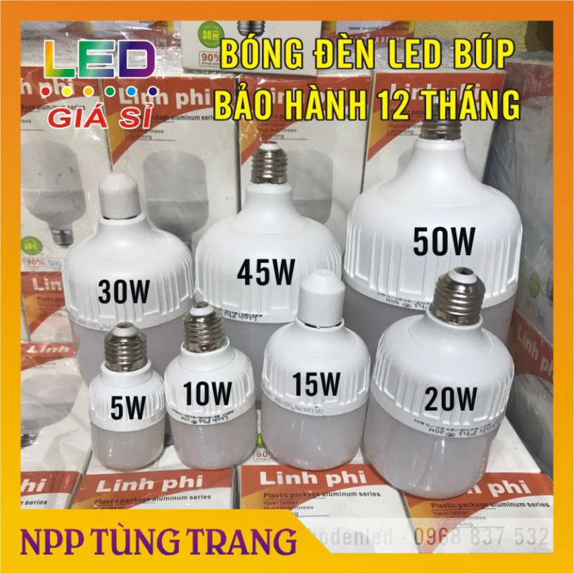 Bóng đèn led búp trụ công suất 10w, 15w, 20w, 30w, 45w, 50w, 5w giá sỉ tiết kiệm điện