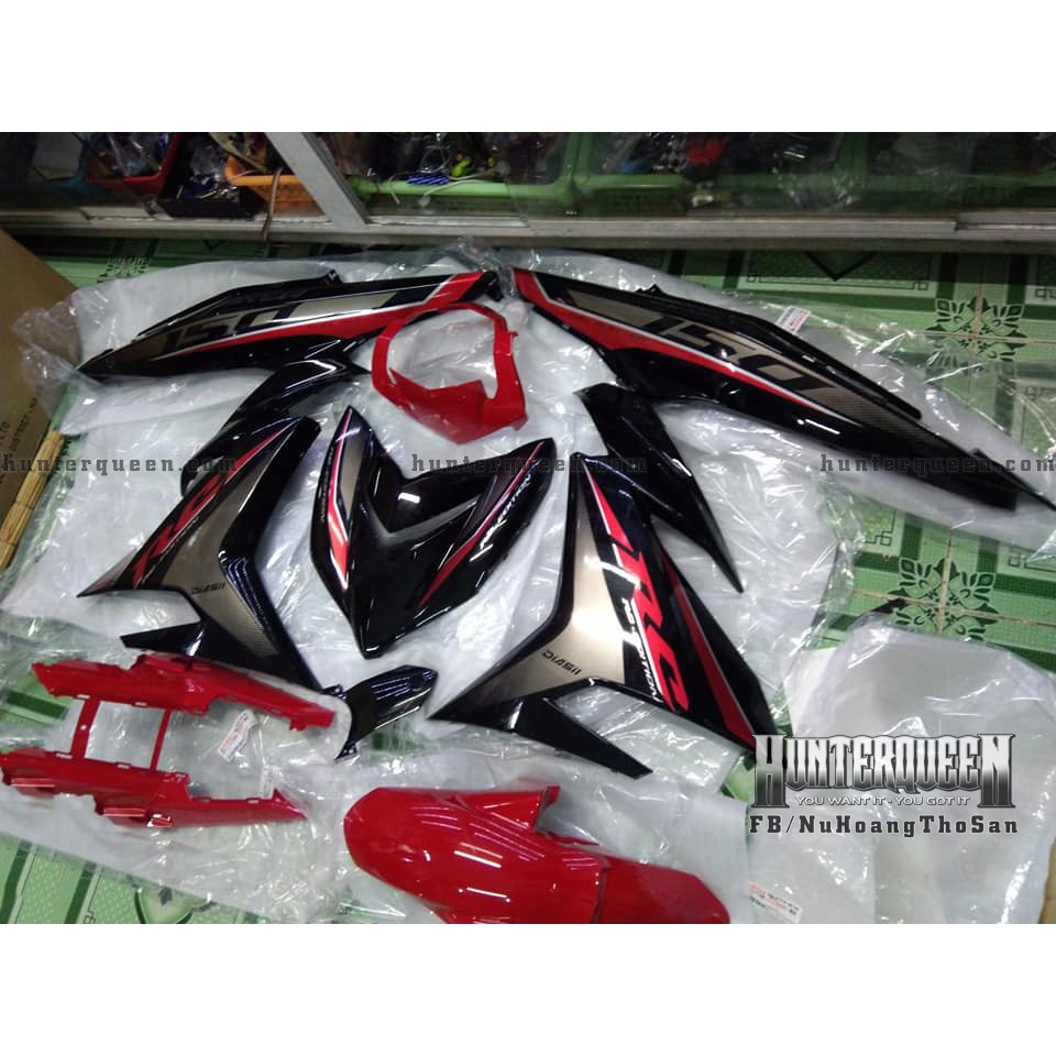 Tem rời Exciter 150 xe đen đỏ. Tem RC 2018 chất liệu candy. Thay đổi màu sắc và chi tiết theo yêu cầu. Sắc nét, bền màu