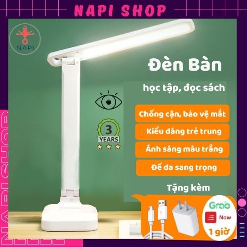Đèn đọc sách chống cận để bàn tích điện LED 3 chế độ đọc sách, máy tính, làm việc, pin 4000mAh đế da, bảo hành 3 năm
