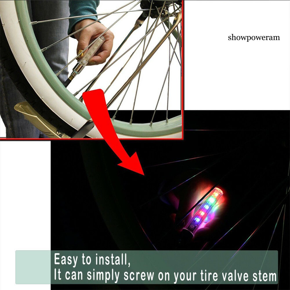 SP 2Pcs LED Tyre Tire Wheel Valve Rim Lamp Flashing Safety Lights for Car Bicycle