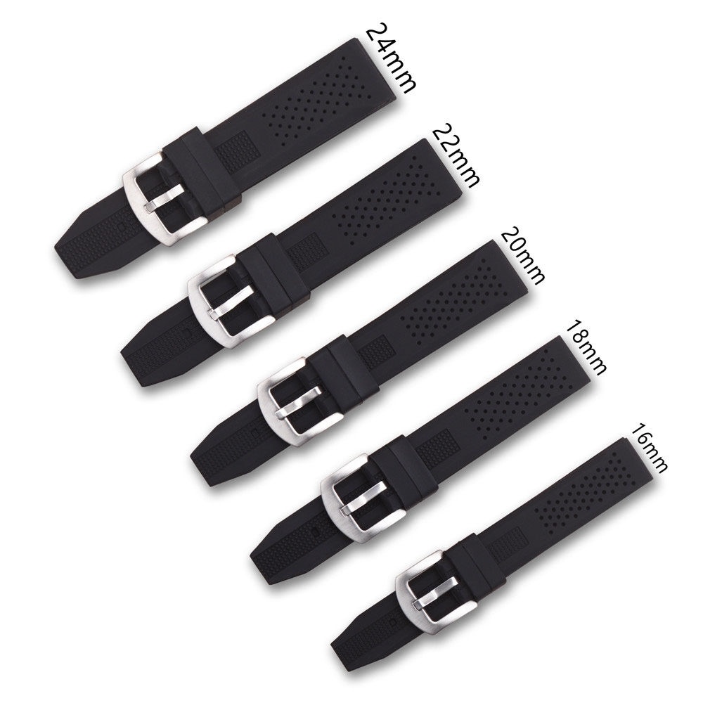 Dây Cao Su Thoáng Khí Thay Thế Cho Đồng Hồ Thể Thao 16mm 18mm 20mm 22mm 24mm