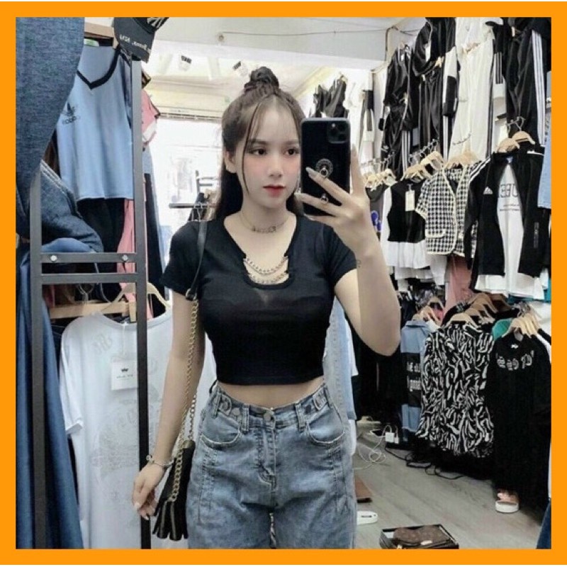 ÁO CROPTOP CỔ CHỮ V [FREESHIP] [CLIP THẬT] [BIC SALE] hàng loại 1, vải dày | BigBuy360 - bigbuy360.vn