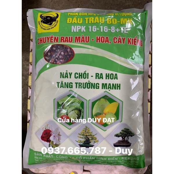 Phân bón đầu trâu NPK 16-16-8 + TE chuyên cho rau màu, hoa cây kiểng