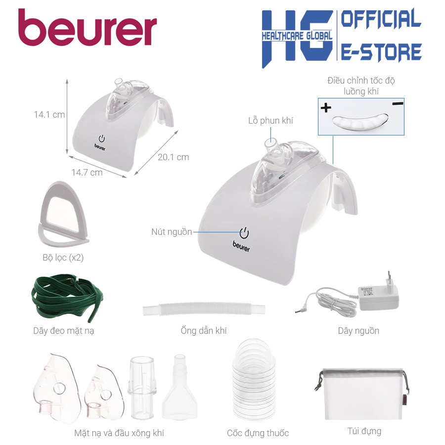 Máy Xông Khí Dung Siêu Âm Beurer IH40 | Hoạt Động Dịu Êm , Không Gây Tiếng Ồn - Bảo Hành Chính Hãng 24 Tháng