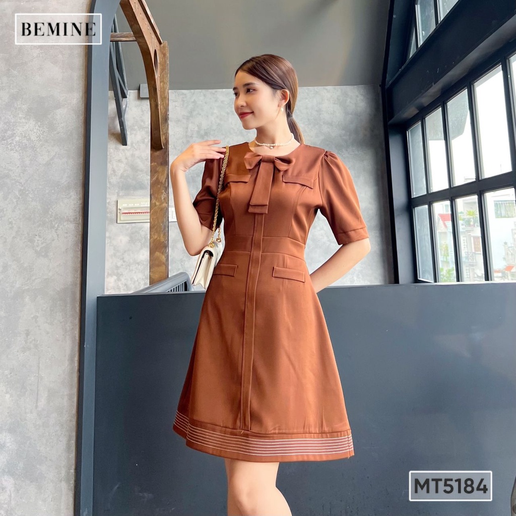 Đầm túi viền nơ ngực BEMINE MT5184NAU