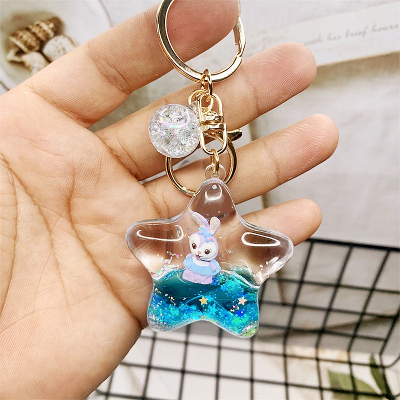 Móc Khóa Đồng Hồ Cát Chảy Năm Ngôi Sao Thỏ Dailu Sáng Tạo Dễ Thương Làm Quà Tặng