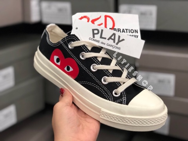 ẢNH THẬT | GIÀY ♥️ Comme Des Garcons Play X Converse Chuck Taylor - Hidden Heart Low Top Sneaker ♥️ CDG NAM NỮ THẤP ĐEN