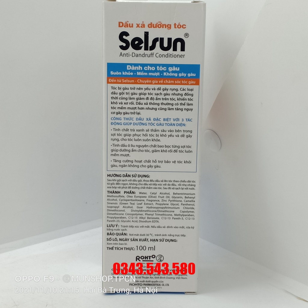Bộ đôi giải pháp cho tóc gàu dầu gội - xả Selsun chai 100ml