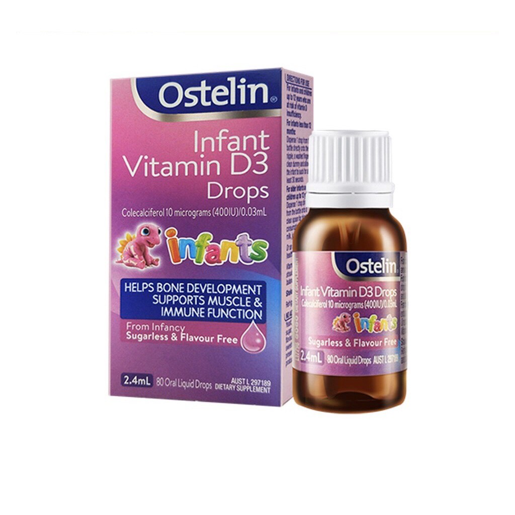 (Sỉ giá tốt) Vitamin D3 Ostelin cho trẻ sơ sinh & trẻ nhỏ - giúp bé hấp thu Canxi phát triển xương và răng  - Nội Địa Úc