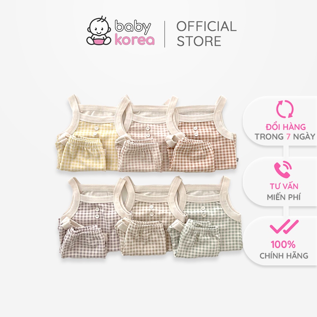 Bộ đồ bé gái quần áo hai dây kẻ caro Sagak PEEKABOO Hàn Quốc cho bé 2 3 4 5 6 7 tuổi thời trang trẻ em 2022 BABY KOREA