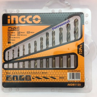 Bộ 12 mũi khoan kim loại hss hiệu ingco-akdb1125