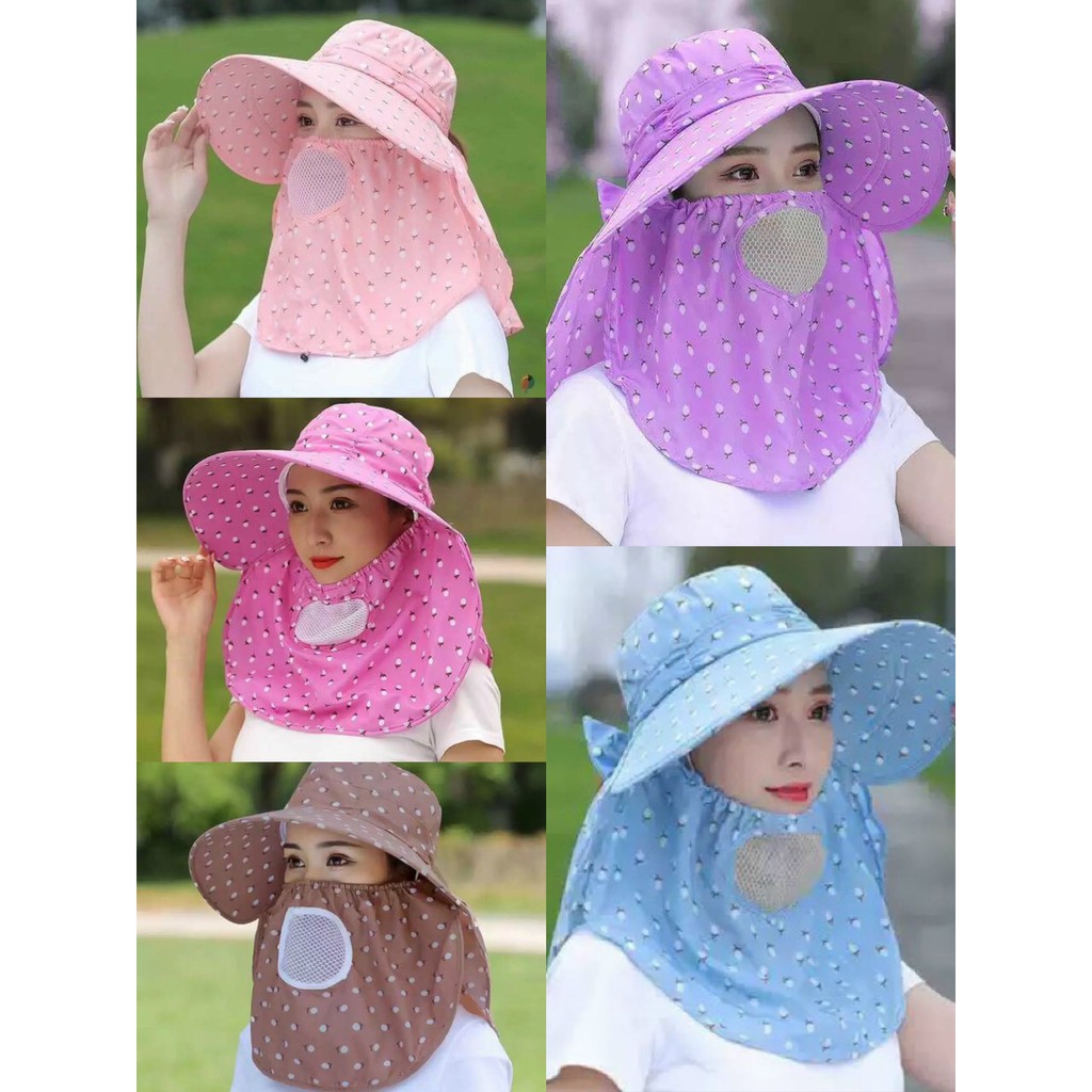 Nón/mũ chống nắng thời trang trẻ trung năng động có khẩu trang kèm bảo vệ sức khỏe kèm dây thắt dễ dàng sử dụng