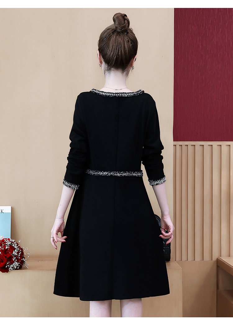 L-5XL Plus Size Women's Clothing Autumn Winter Long Sleeve Black Dress Casual Fashion Korean Midi Dresses