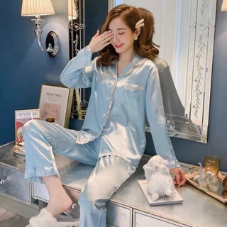 SNU652 - BỘ LỤA PYJAMA NỮ DÀI TAY VIỀN BÈO