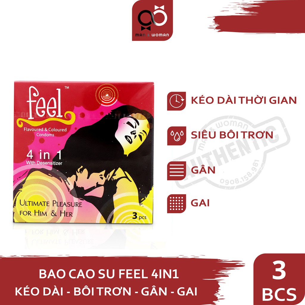 Bao cao su Feel 4in1, bao cao su siêu mỏng kéo dài thời gian quan hệ - Exper