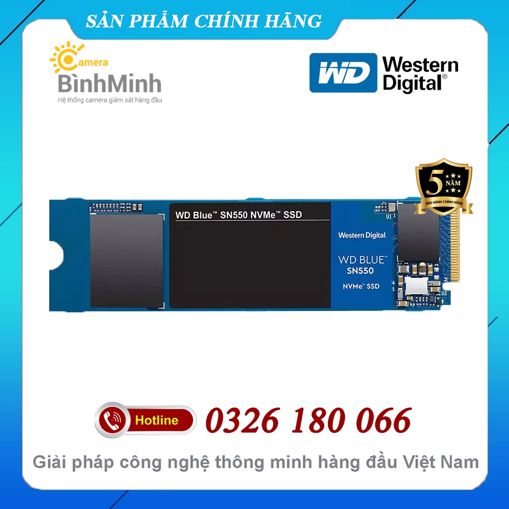 [Mã 255ELSALE giảm 7% đơn 300K] Ổ Cứng SSD 1TB WD Blue SN550 NVMe M.2 PCIe 3D-NAND Gen3 x4 2280 (WDS100T2B0C)