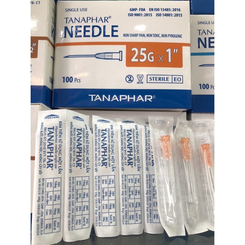 ❤️ Hộp 100 đầu Kim tiêm - kim tiêm vô trùng 18G; 20G; 23G; 25G; 26G TANAPHAR kim tiêm tanaphar 18g 20g 23g 25g 26g