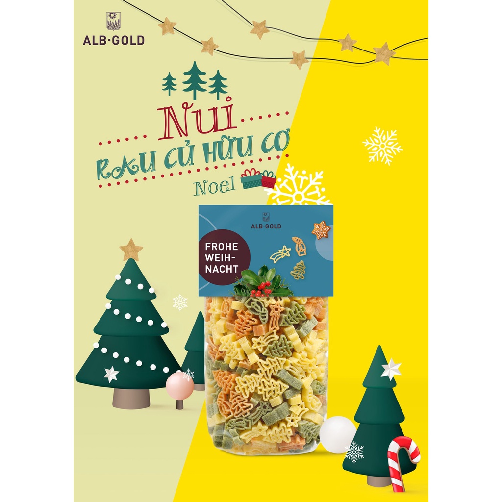 Nui rau củ hữu cơ Noel cho bé 250g Alb Gold