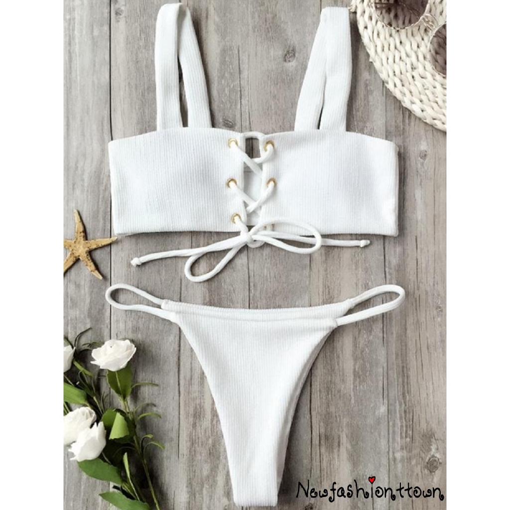 Bộ bikini cột dây áo có mút đệm thời trang cho nữ | BigBuy360 - bigbuy360.vn