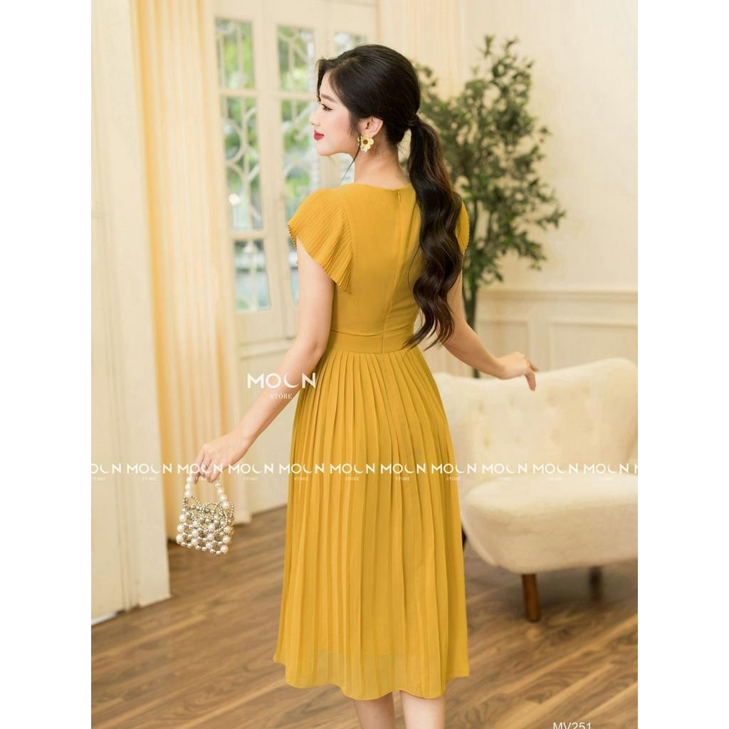 Váy dài nữ công sở liền thân, đầm xòe thiết kế thắt eo dáng dài sang chảnh chất chiffon cao cấp MV251 Moon