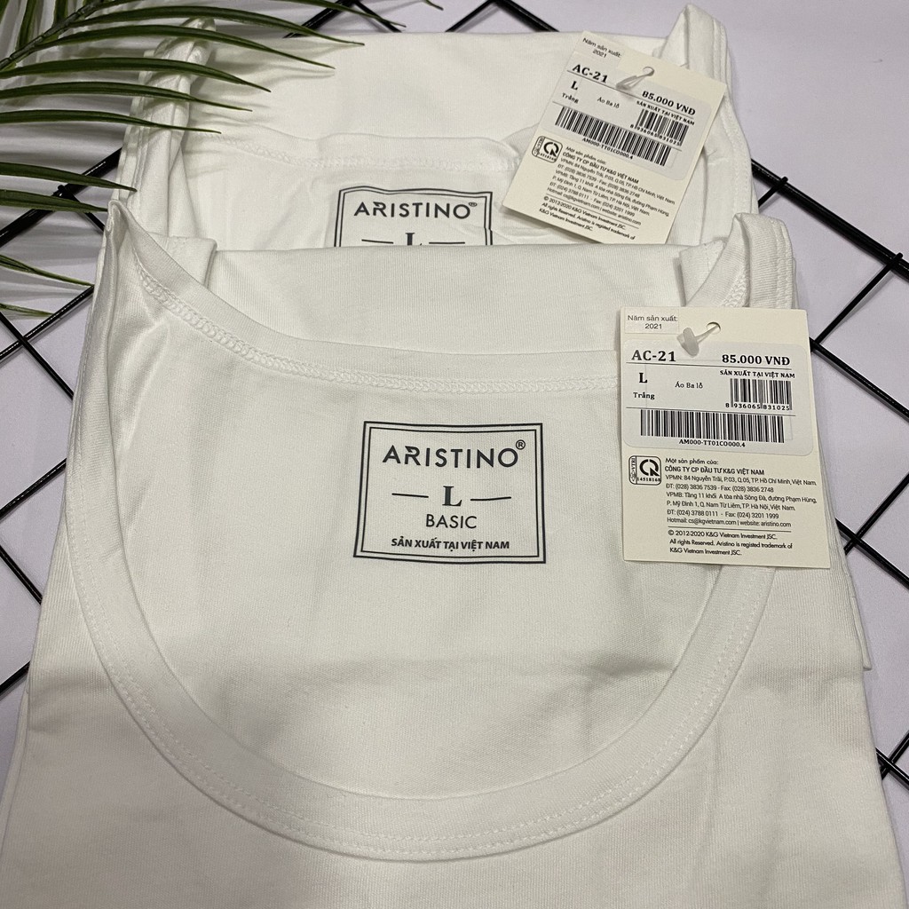 Áo ba lỗ nam CHÍNH HÃNG Aristino màu trắng may ô nam tanktop chất thun 100% Cotton cao cấp mặc lót thấm hút mồ hôi AC21