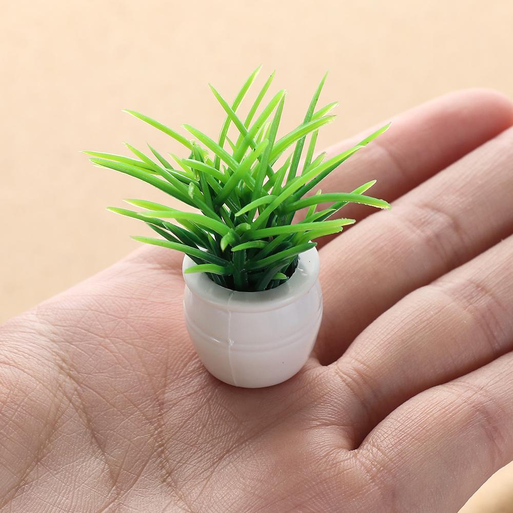 LUOL Bộ 5 Chậu Cây Xanh Trang Trí Nhà Búp Bê 3-4cm