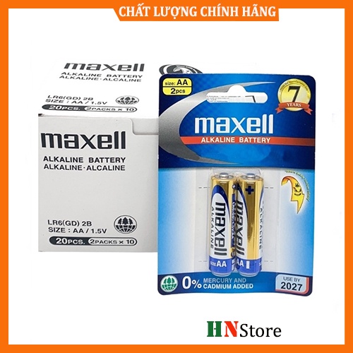 Vỉ 2 Viên Pin AA - AAA (Pin Tiểu) Maxell Alkaline Chính Hãng Cho Chuột Không Dây, Đồng Hồ, Điều Khiển