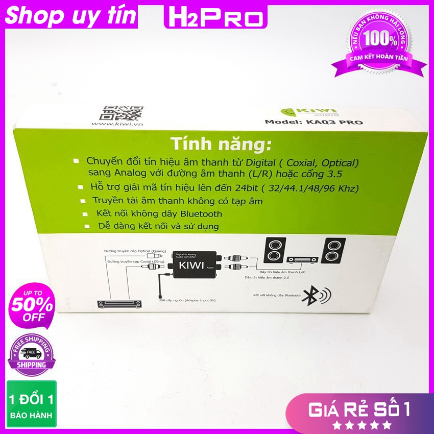 [RẺ VÔ ĐỊCH] Bộ chuyển đổi âm thanh KIWI Audio KA03 PRO-Bluetooth, bộ chuyển đổi âm thanh cao cấp tặng dây quang 30K (Ch