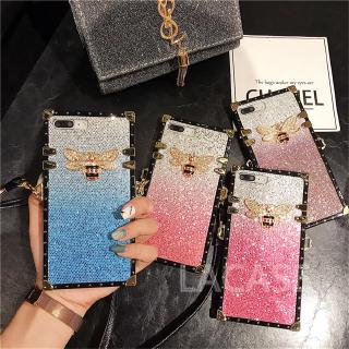 Ốp điện thoại viền vuông kim tuyến gắn hình con ong kèm dây OPPO F11 F11 Pro A7 A5s A12 A3s F9 F7 F5 F3 F1s